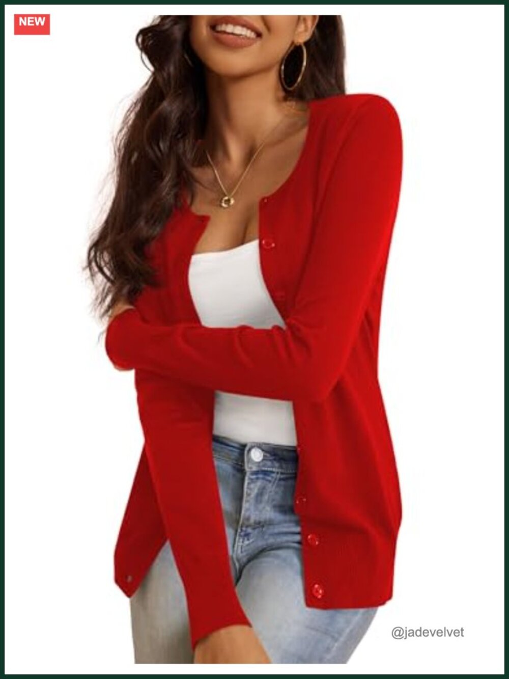Women's Slim Fit Cardigan Sweaters Button Down Long Sleeve Crew Neck Knit Top